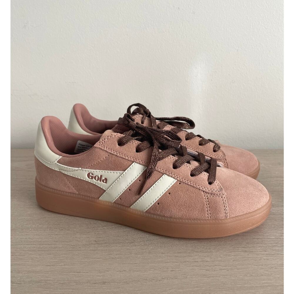 NWOB Gola Aztec Suede Sneakers Womens 7.5 Pink Cameo/Off White/Pale Gum Metallic